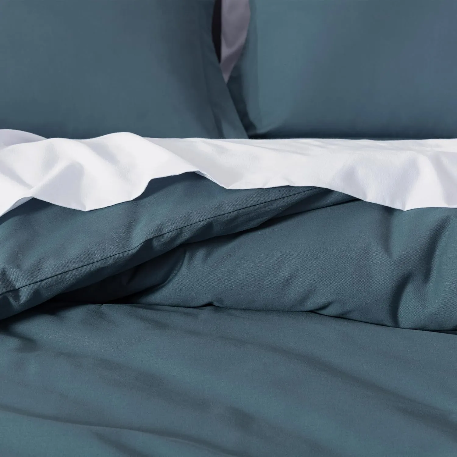 Chezmoi Collection Solid China Blue Cotton Comforter Set King Size, 3-Piece Luxury Soft Breathable Smooth Cooling 250TC Cotton Twill Lightweight Bedding Comforter for All Season