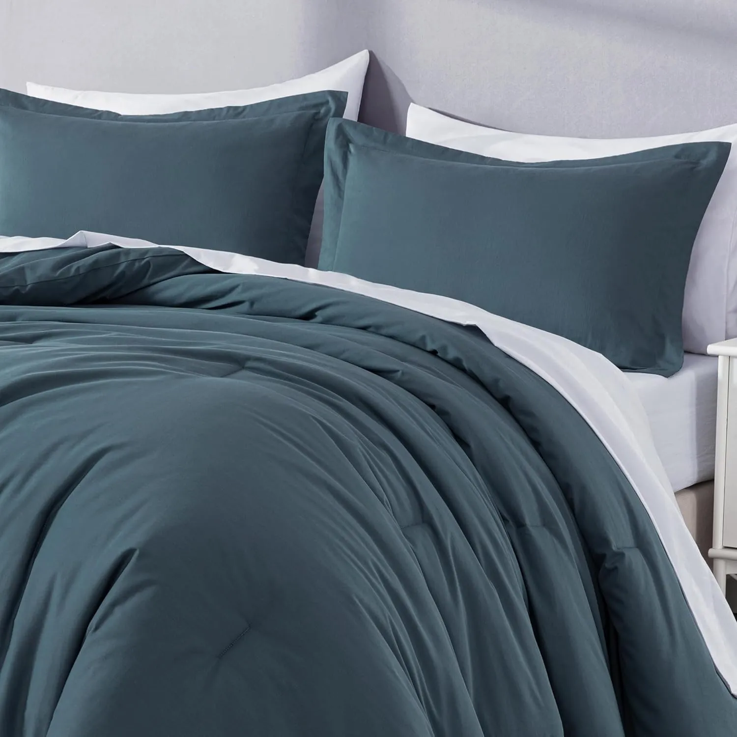 Chezmoi Collection Solid China Blue Cotton Comforter Set King Size, 3-Piece Luxury Soft Breathable Smooth Cooling 250TC Cotton Twill Lightweight Bedding Comforter for All Season