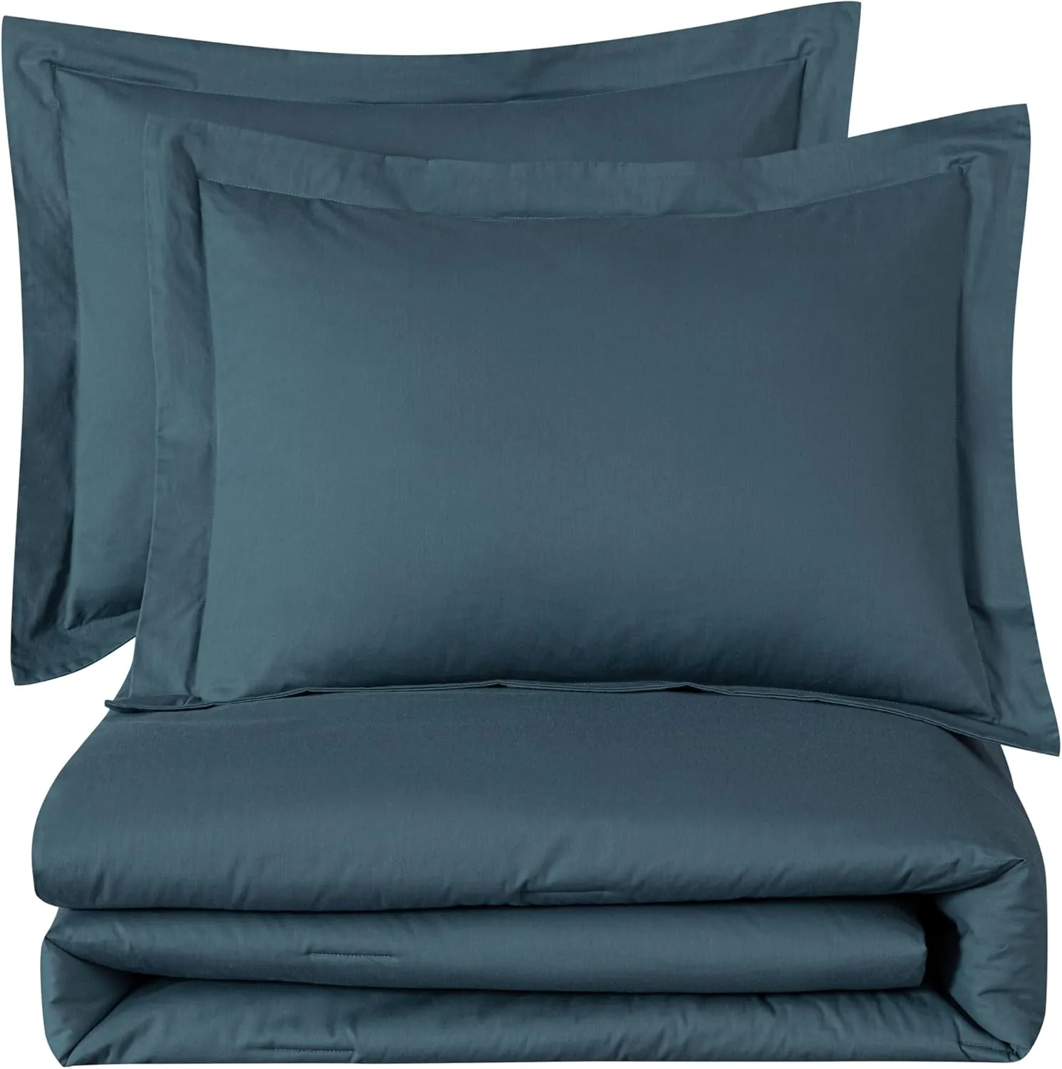 Chezmoi Collection Solid China Blue Cotton Comforter Set King Size, 3-Piece Luxury Soft Breathable Smooth Cooling 250TC Cotton Twill Lightweight Bedding Comforter for All Season