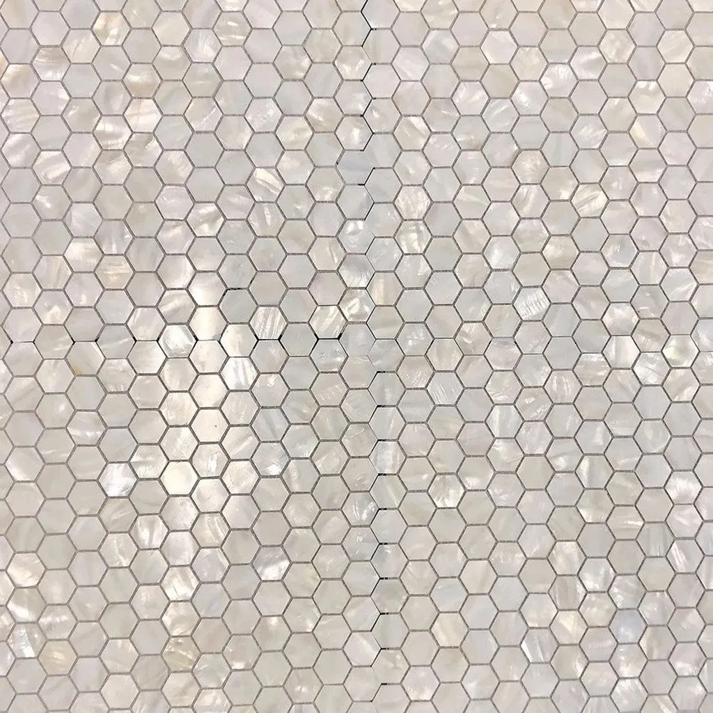 Chiffon White 12x12 Polished Hexagon Shell Mother of Pearl Mosaic Tile (20 pack, 18.69 sq ft/case) - Sample