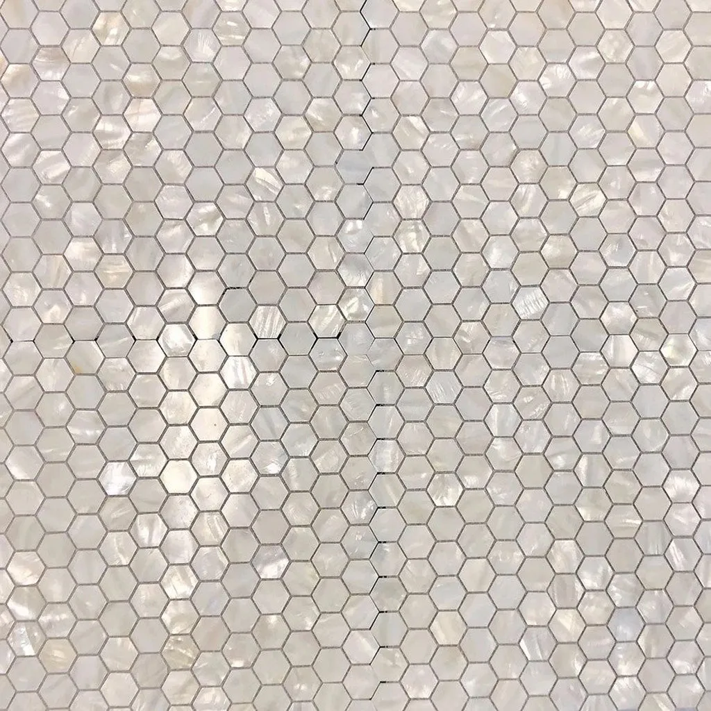 Chiffon White 12x12 Polished Hexagon Shell Mother of Pearl Mosaic Tile (20 pack, 18.69 sq ft/case)