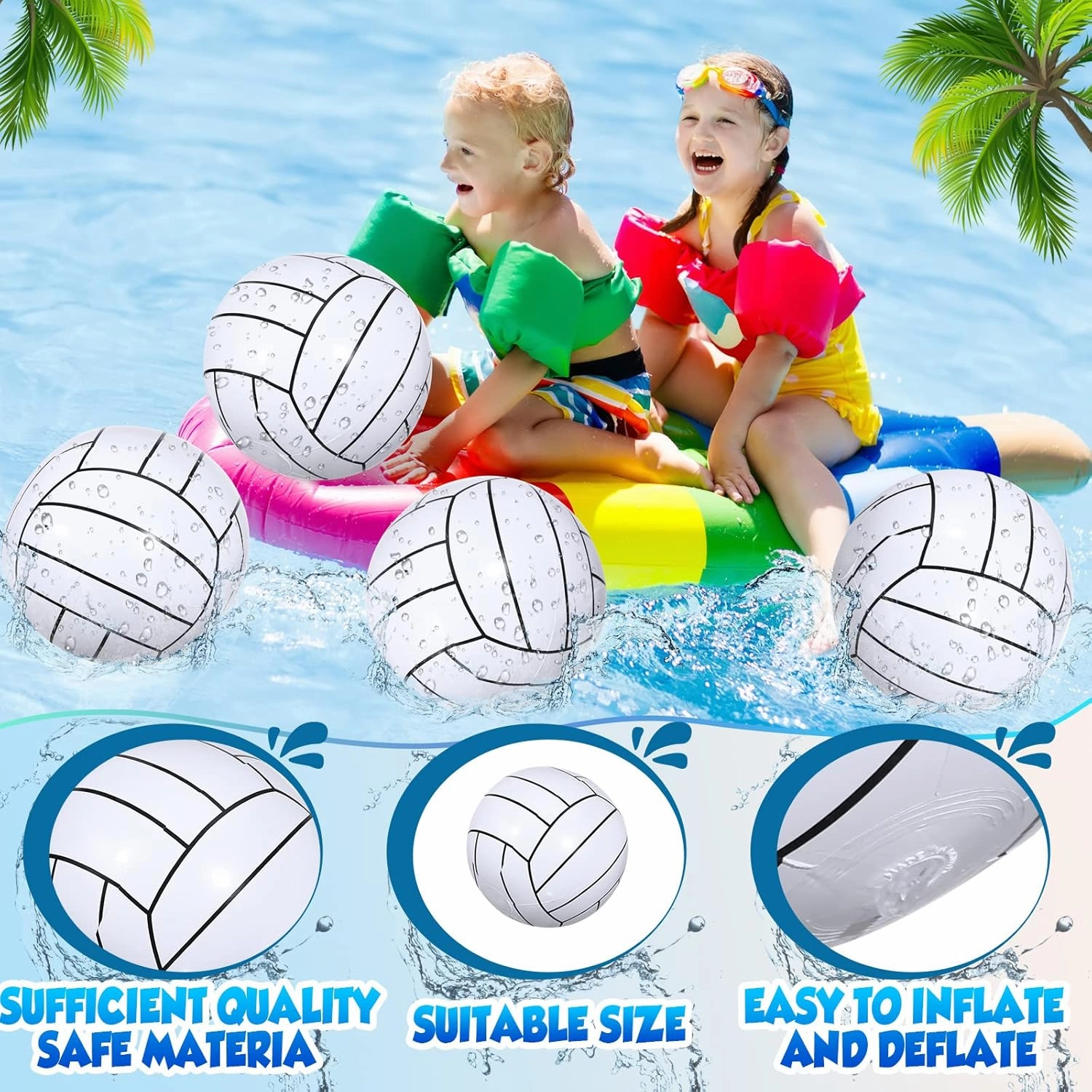 Chivao 12 Pack Inflatable Beach Ball Football Soccer Baseball Volleyball Softball Glitter Beach Ball Blow up Balls for Summer Swimming Pool Party Favor Game(Volleyball,16 Inch)