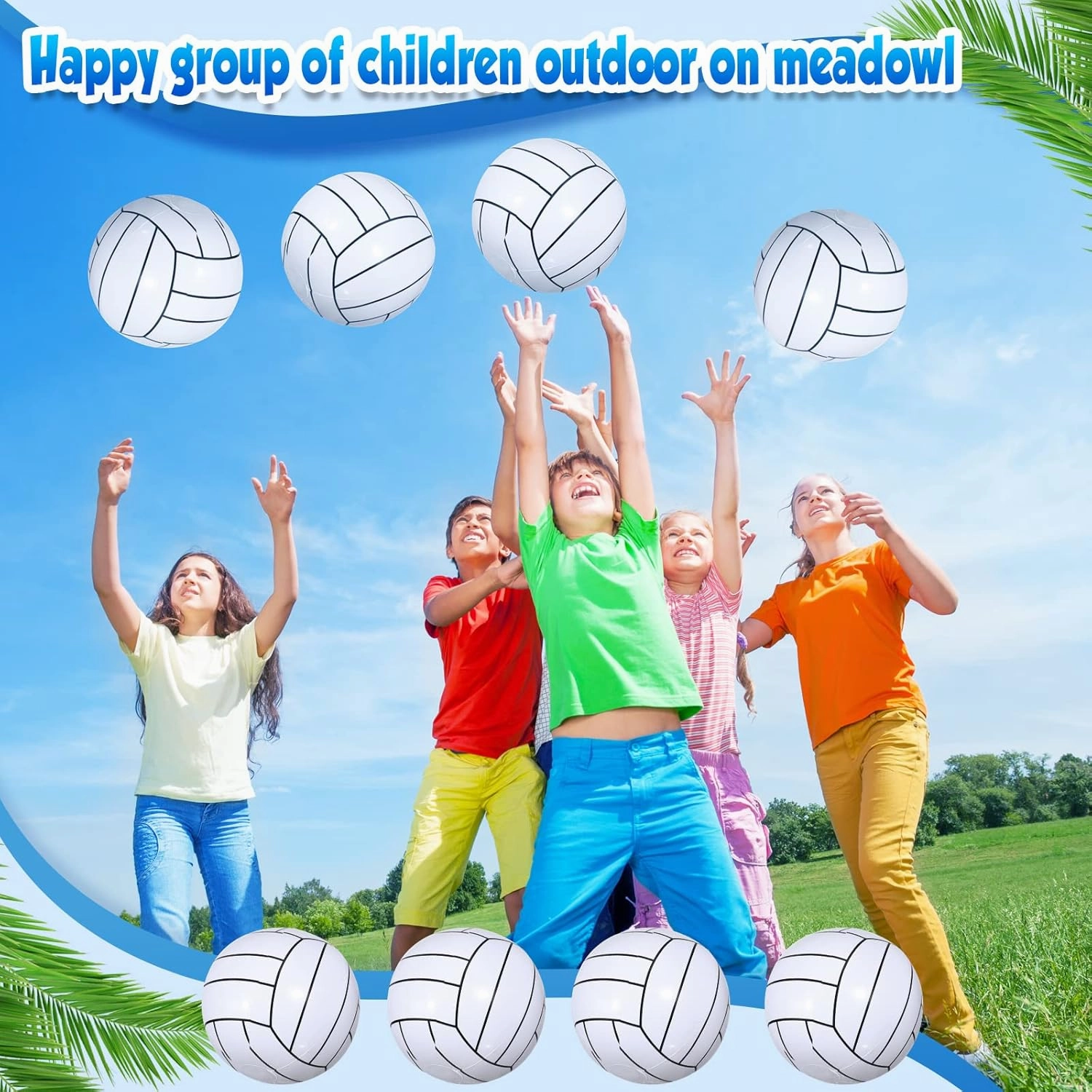 Chivao 12 Pack Inflatable Beach Ball Football Soccer Baseball Volleyball Softball Glitter Beach Ball Blow up Balls for Summer Swimming Pool Party Favor Game(Volleyball,16 Inch)