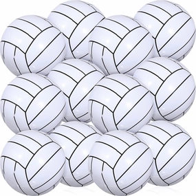 Chivao 12 Pack Inflatable Beach Ball Football Soccer Baseball Volleyball Softball Glitter Beach Ball Blow up Balls for Summer Swimming Pool Party Favor Game(Volleyball,16 Inch)