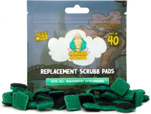 Chubbs Replacement Scrubb Pads (40-Pack) - Fits Any Magnetic Glass Cleaner with Hook Attachment, Designed Scrubb | Removes Tough, Built-Up Stains from Glass, Ceramic, Metal, & More