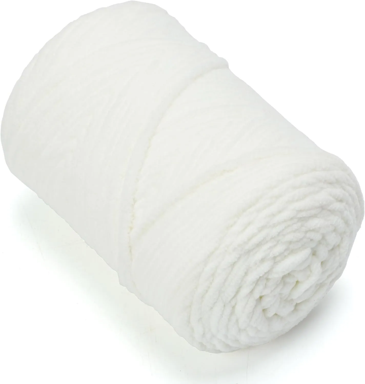 Chunky Chenille Yarn for Knitting/Crochet Baby Blanket Fancy Yarn for Amigurumi #6 Super Bulky Extra Thick Soft Fluffy Big Yarn Hat Scarf Christmas Decor Beginner Friendly,0.66lb,Cream