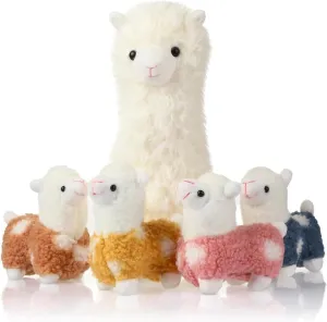 Civaner Llama Stuffed Animal with 4 Baby Llama Plushies Cute Graduation Gift Alpaca Plush Set Soft Kawaii Alpaca Pillow for Kids Girls Birthday Baby Shower Party Favor Student Home Decors