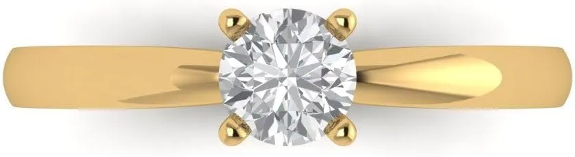 Clara Pucci 0.5Ct Round Cut Solitaire Moissanite Engagement Ring - Solid 14K Yellow Gold