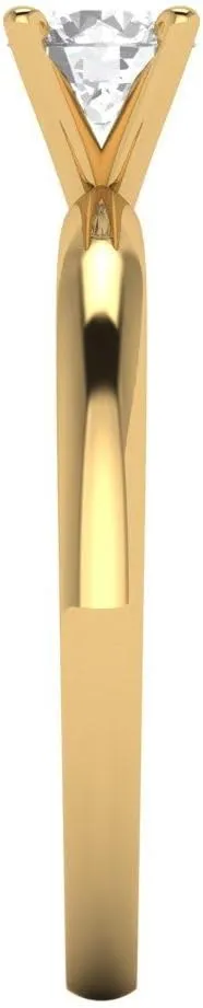 Clara Pucci 0.5Ct Round Cut Solitaire Moissanite Engagement Ring - Solid 14K Yellow Gold
