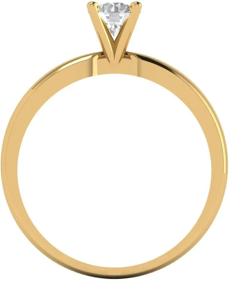Clara Pucci 0.5Ct Round Cut Solitaire Moissanite Engagement Ring - Solid 14K Yellow Gold
