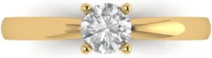 Clara Pucci 0.5Ct Round Cut Solitaire Moissanite Engagement Ring - Solid 14K Yellow Gold
