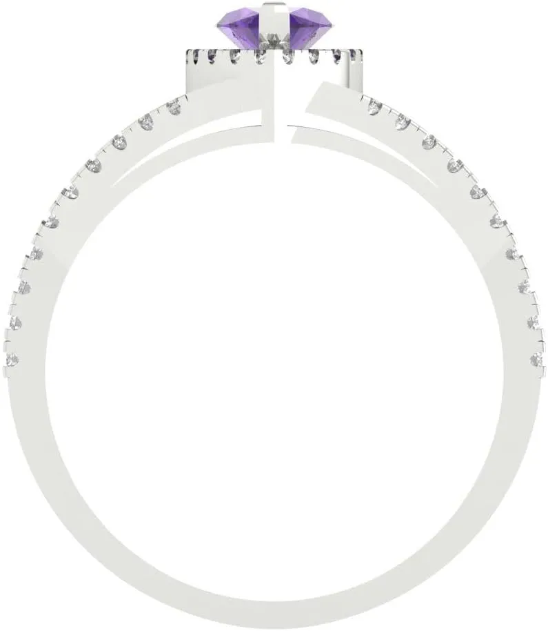 Clara Pucci 1.20ct Marquise Cut Solitaire split shank Halo Natural Amethyst Engagement Promise Anniversary Bridal Ring 14k White Gold