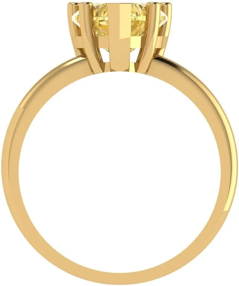 Clara Pucci 1.9ct Heart Cut Solitaire Natural Yellow Citrine 5-Prong Wedding Bridal Designer art deco Anniversary Ring 14k Yellow Gold