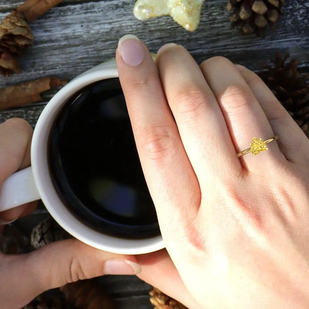 Clara Pucci 1.9ct Heart Cut Solitaire Natural Yellow Citrine 5-Prong Wedding Bridal Designer art deco Anniversary Ring 14k Yellow Gold