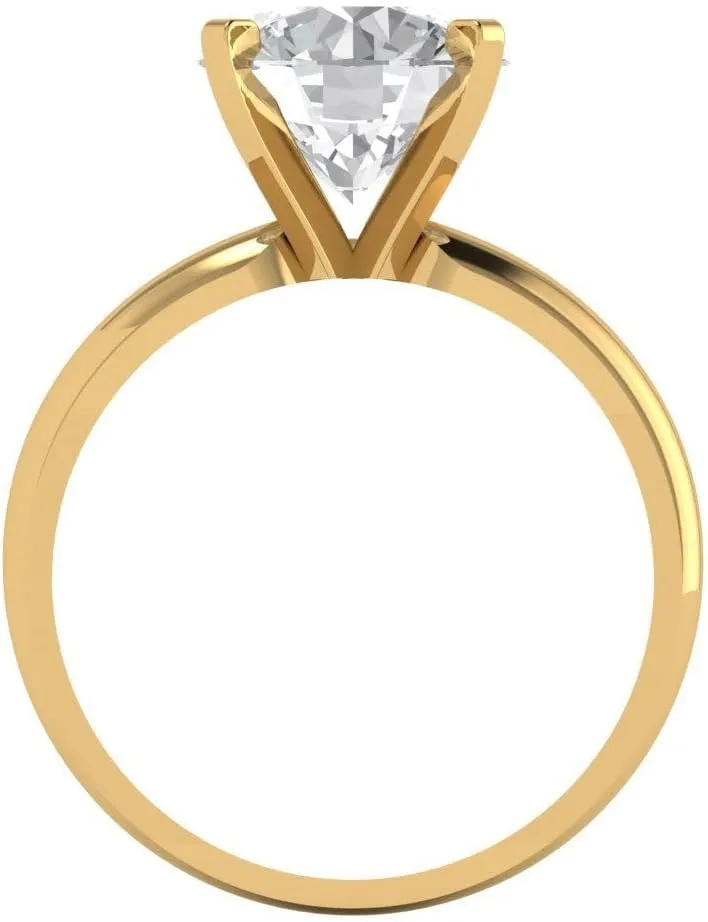 Clara Pucci 2.5Ct Round Cut Solitaire Moissanite Engagement Ring - Solid 14K Yellow Gold