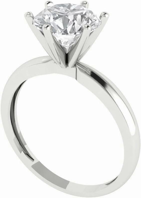 Clara Pucci 2Ct Round Cut Solitaire Moissanite Engagement Ring - Solid 14K White Gold