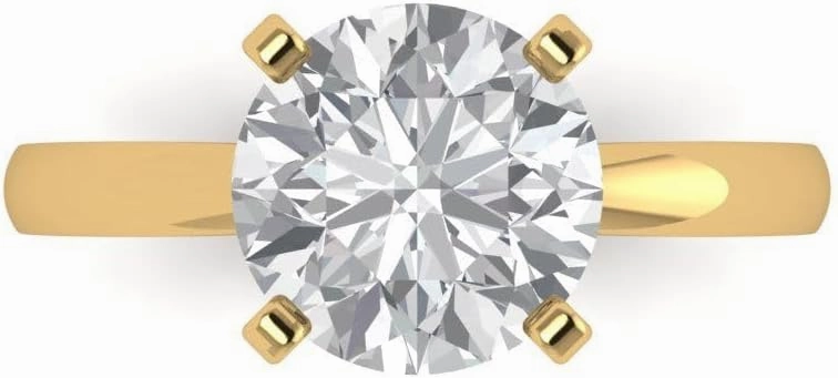 Clara Pucci 3Ct Round Cut Solitaire Moissanite Engagement Ring - Solid 14K Yellow Gold