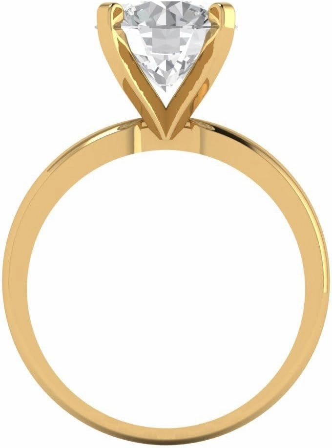 Clara Pucci 3Ct Round Cut Solitaire Moissanite Engagement Ring - Solid 14K Yellow Gold