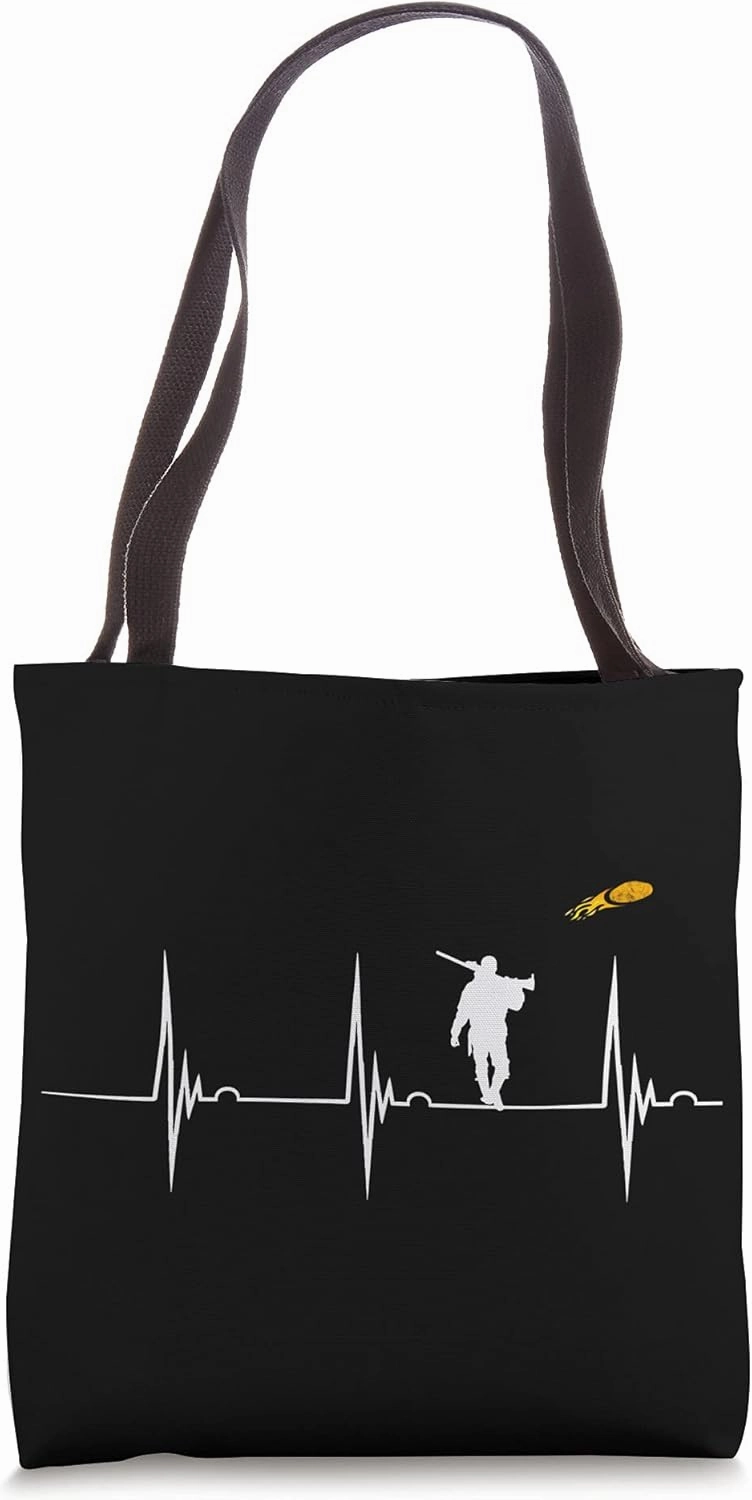 Clay Skeet Shooting Shotgun Shooter Heartbeat EKG Pulse Tote Bag