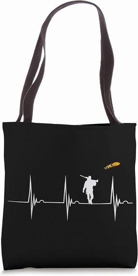 Clay Skeet Shooting Shotgun Shooter Heartbeat EKG Pulse Tote Bag