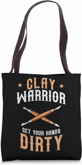Clay Warrior Pottery Pot Kiln Handmade Ceramist Gift Tote Bag