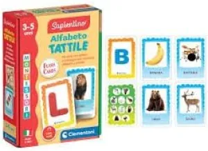 Clementoni Sapientino Montessori - Tactile Alphabet, Educational Game for Children 3-5 Years with Flashcards for Learning Letters and Words, Made in Italy, Italian Language, 16838