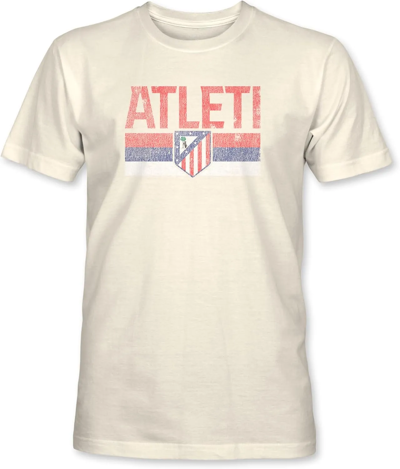Club Atletico de Madrid Retro Stripes Premium Cotton T-Shirt - Natural