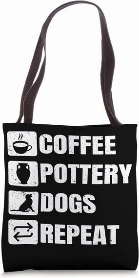 Coffee Pottery Dogs Repeat Ceramic Pottery Ceramicist Clay Tote Bag