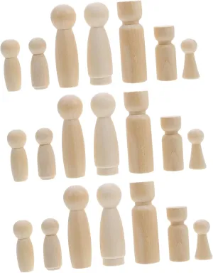 COHEALI 50pcs Wooden Doll Set Unfinished Adornments for DIY Craft Projects Decor