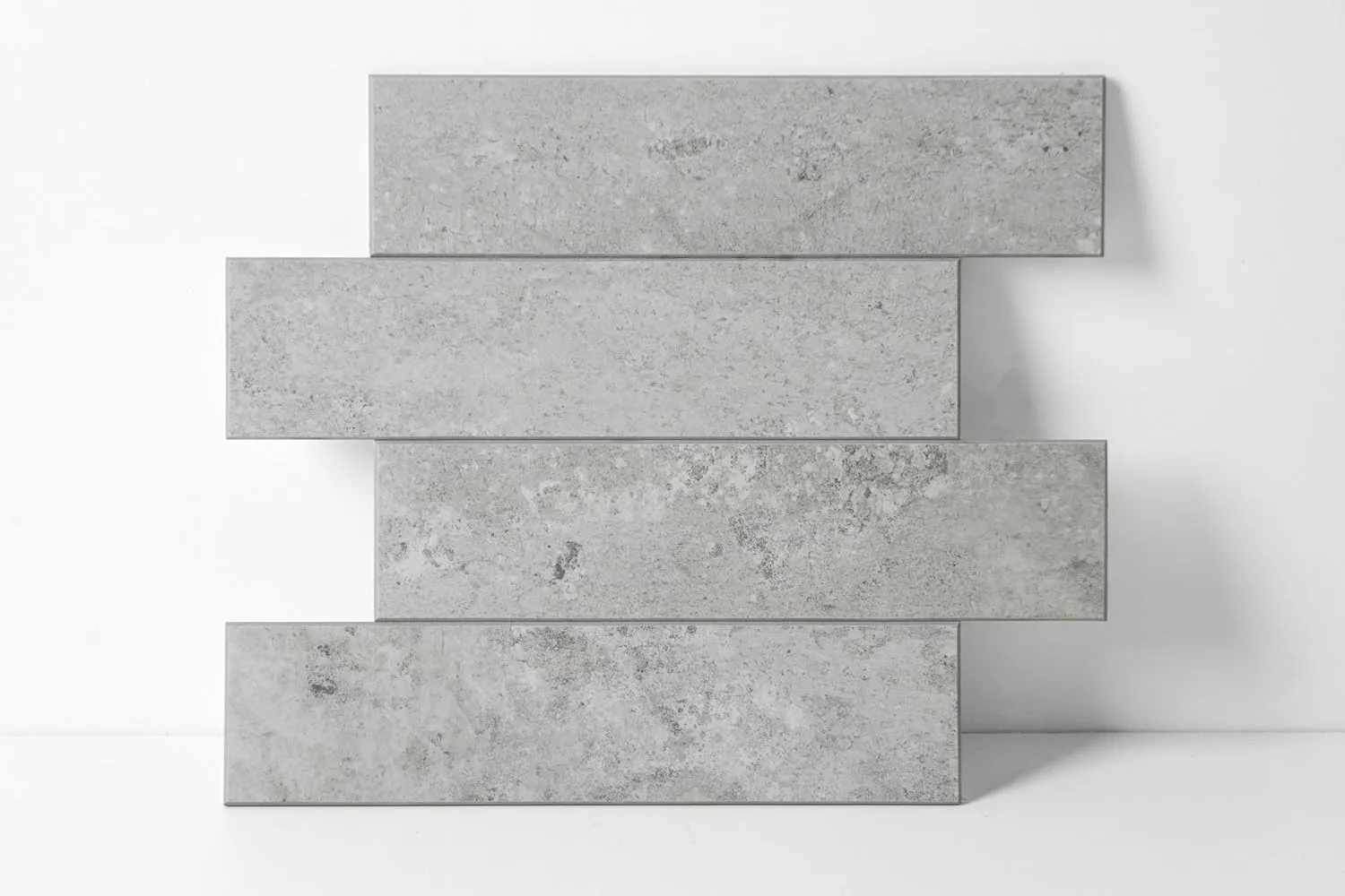 COLAMO Luxury 10PCS Peel and Stick Backsplash Tiles, Thicker Self Adhesive Subway Tiles, Faux Stone Matt Tile, Stick on Accent Wall for Bathroom, Living Room, RV, Bedroom, Fireplace, Light Gray
