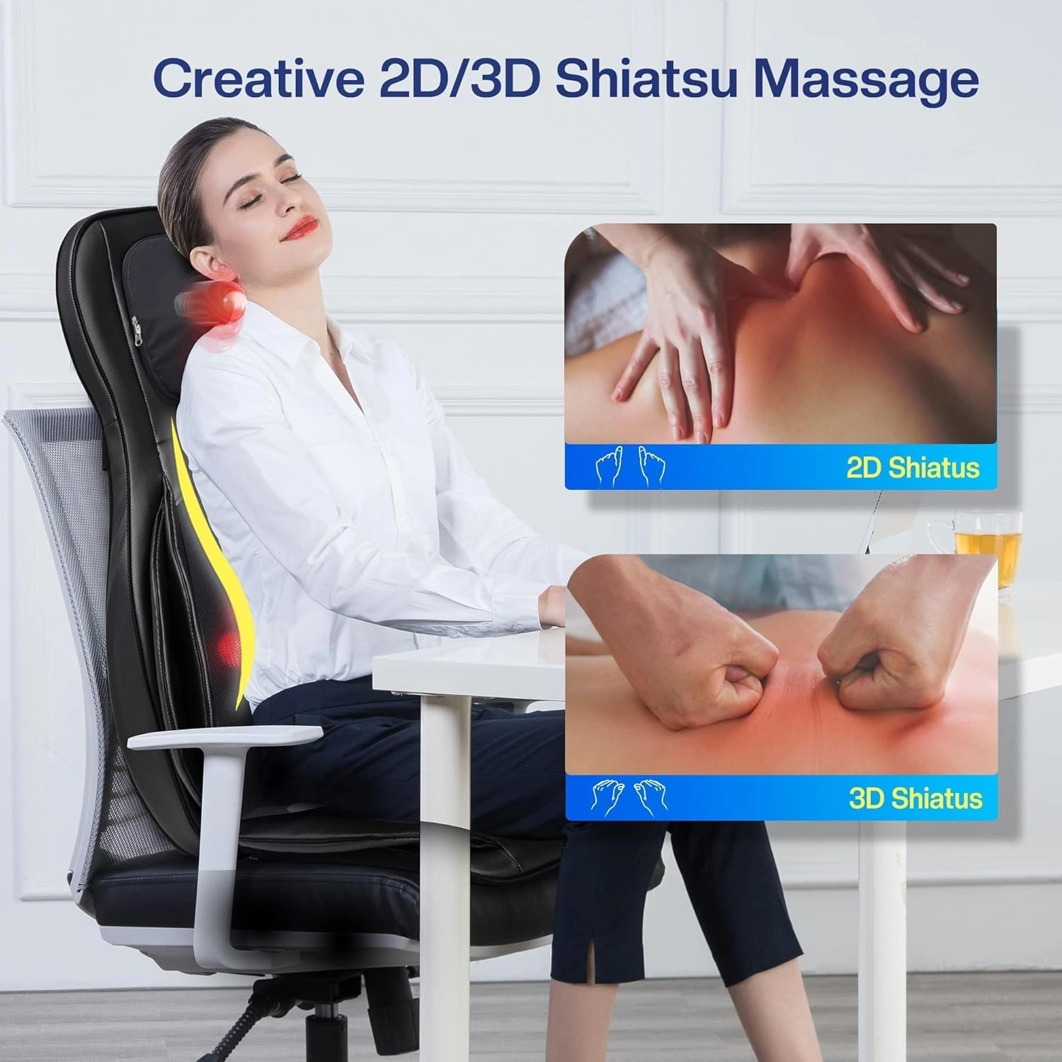 COMFIER Neck Back Massager with Heat, Shiatsu Massage Chair Pad 2D/3D Kneading & Compression Massager, Full Body for and Back,Shoulder,Thighs,Gifts Mom,Dad, Black, 1.0 Count Father