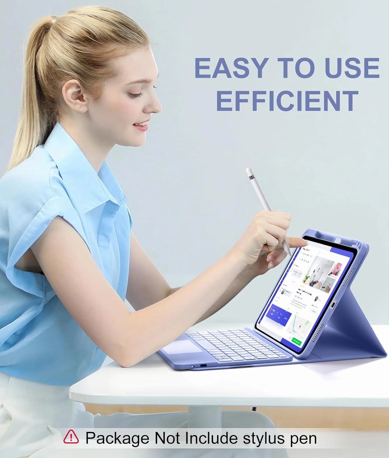 Compatible for iPad 11th 10th Generation Case with Keyboard, Folio Cover with Pencil Holder, Multi-Touch Trackpad, 7 Color Backlit, Detachable Keyboard for iPad (A16) 11th/10th Gen (Blue)