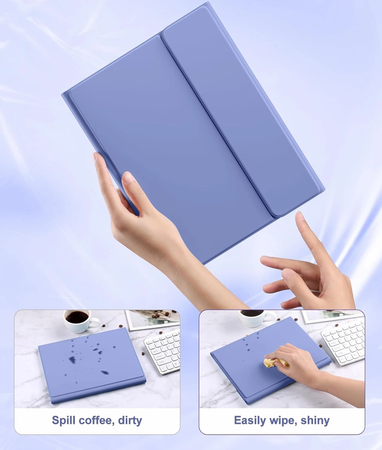 Compatible for iPad 11th 10th Generation Case with Keyboard, Folio Cover with Pencil Holder, Multi-Touch Trackpad, 7 Color Backlit, Detachable Keyboard for iPad (A16) 11th/10th Gen (Blue)