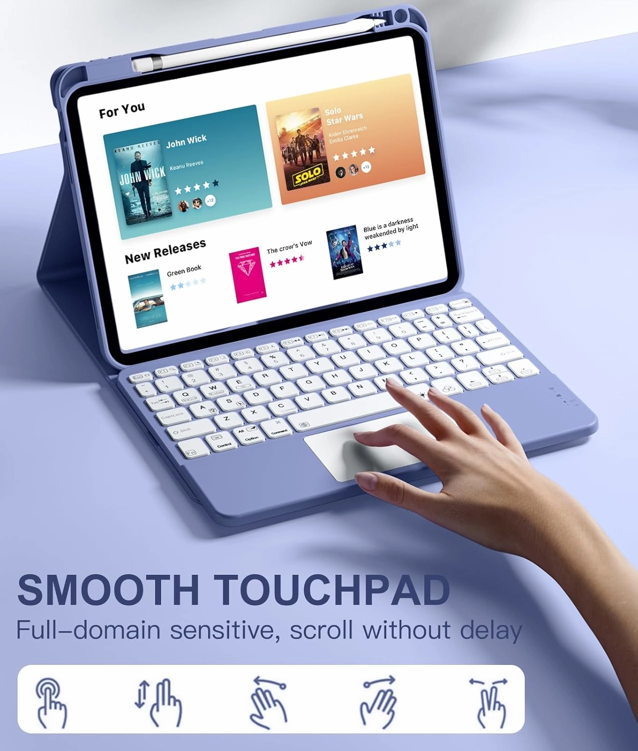 Compatible for iPad 11th 10th Generation Case with Keyboard, Folio Cover with Pencil Holder, Multi-Touch Trackpad, 7 Color Backlit, Detachable Keyboard for iPad (A16) 11th/10th Gen (Blue)