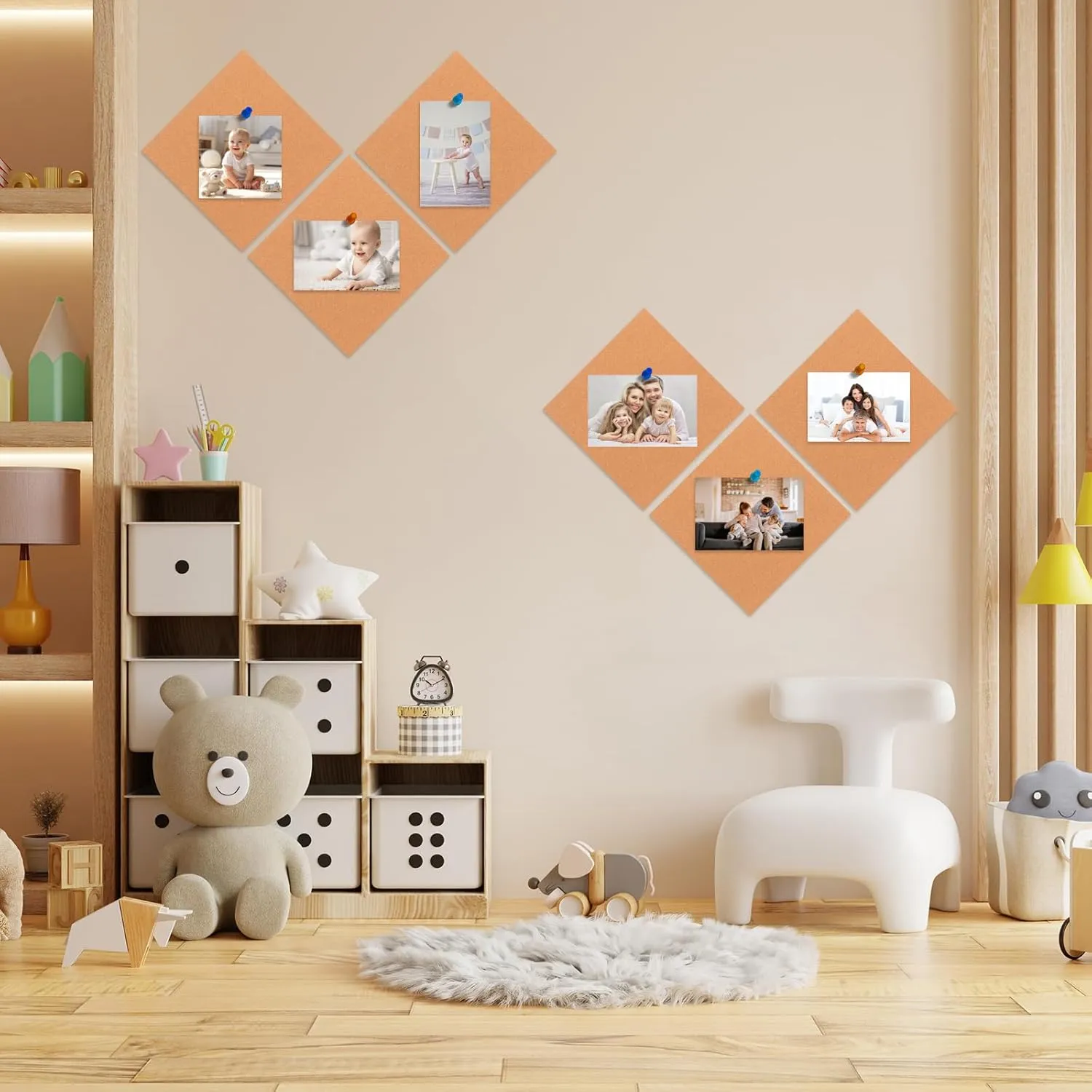 Corksidol Cork Board Tiles, 12" X 12" X 1/4",Corkboard, Premium Natural Cork for Bulletin Board, Mini Wall, 72 Self Adhesive Squares Included,8 Pack