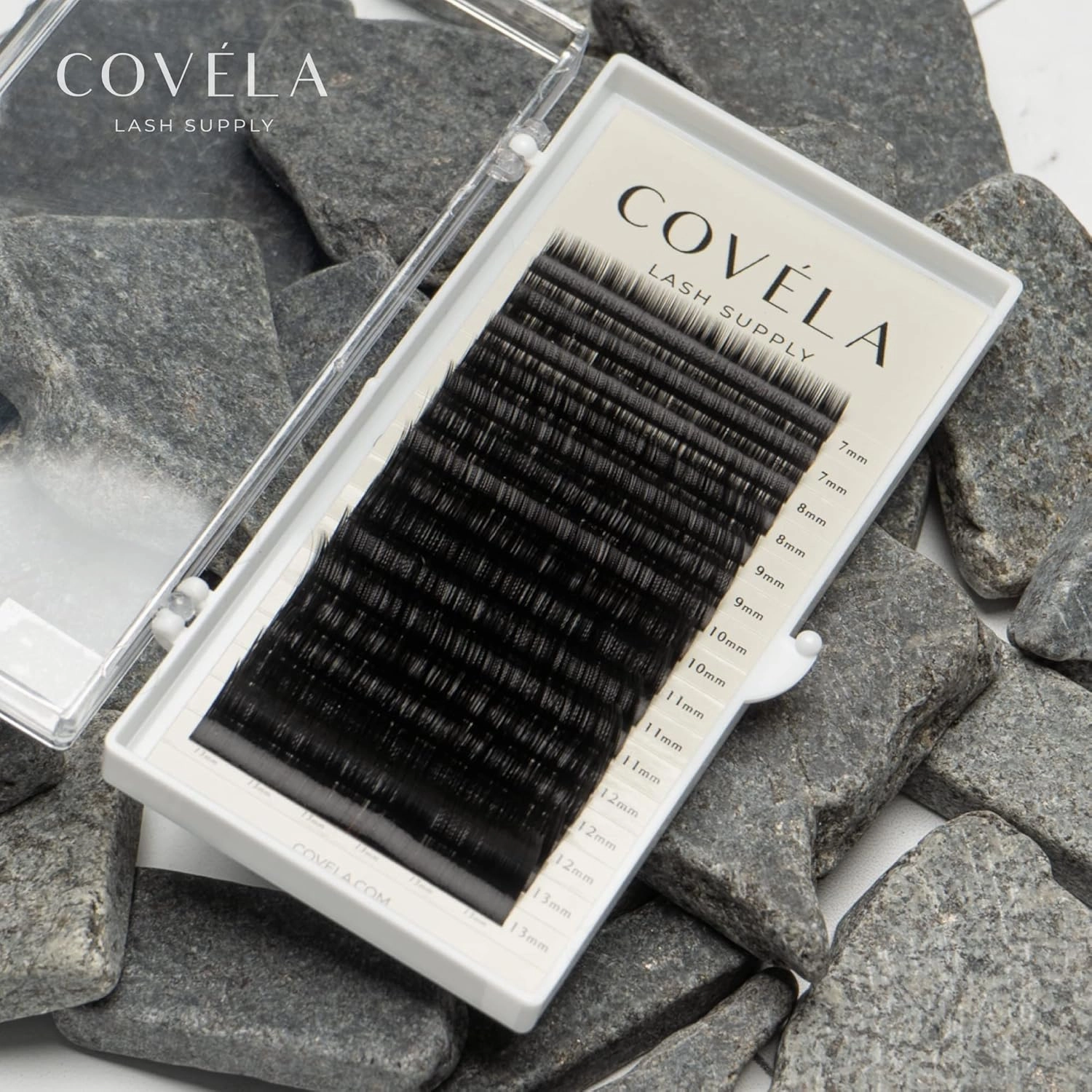 Covéla Lash Tray | 0.07 CC 11mm Single Length Eyelash Extension Tray - Beautiful Eyelashes - Professional Lash Extensions - Superior Synthetic Mink Individual Lashes On Clean Strips - Beauty Storage Trays | Semi Gloss Lash Tray