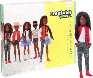 Creatable World Deluxe Character Kit DC-725 Customizable Doll with Black Braided Hair, 6 Pieces Doll Clothes, 3 Pairs Shoes and 2 Accessories, Creative Play for All Kids 6 Years Old and Up