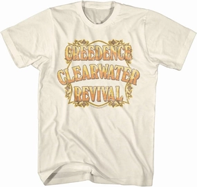 Creedence Clearwater Revival Logo Natural Graphic Crew Neck, Short Sleeve Shirt - Vintage Style Band T Shirt for Men & Women