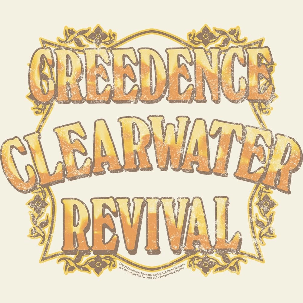 Creedence Clearwater Revival Logo Natural Graphic Crew Neck, Short Sleeve Shirt - Vintage Style Band T Shirt for Men & Women