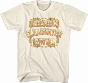 Creedence Clearwater Revival Logo Natural Graphic Crew Neck, Short Sleeve Shirt - Vintage Style Band T Shirt for Men & Women