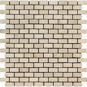 Crema Marfil Marble Brick Mini Tumbled Mosaic