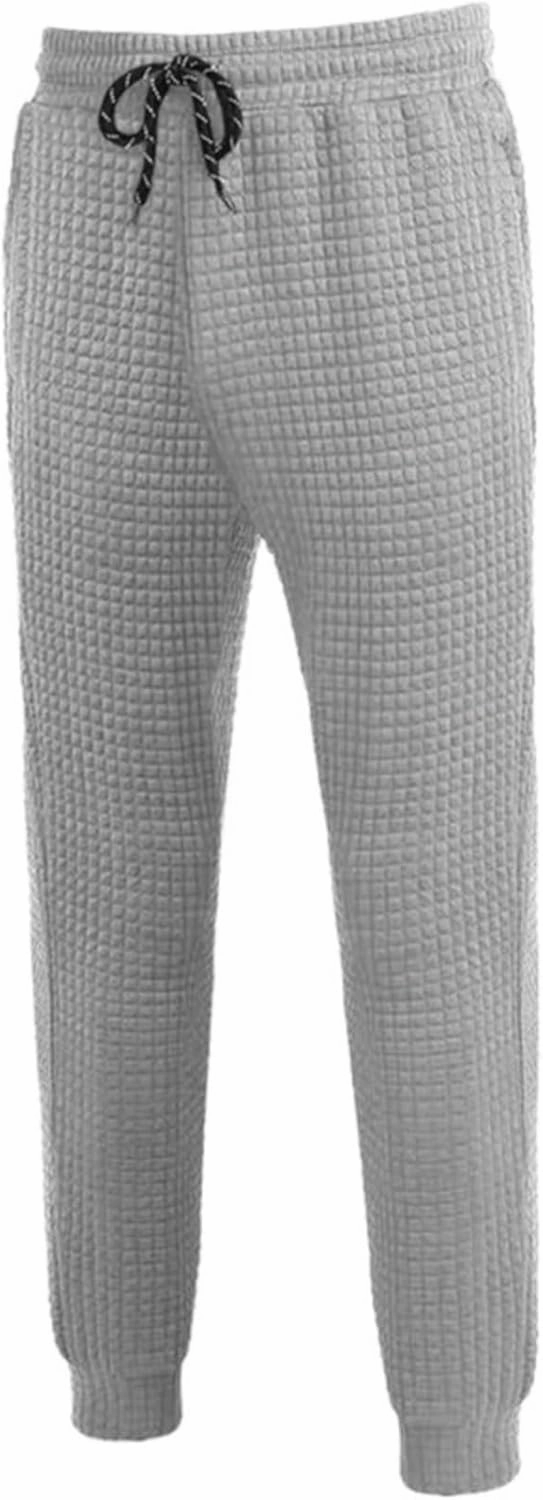 CRNTCEM Mens 2 Pieces Sweat Suits Lightweight Long Sleeve Waffle Knitted Workout Henley Sets Male Casual Jogging Tracksuits