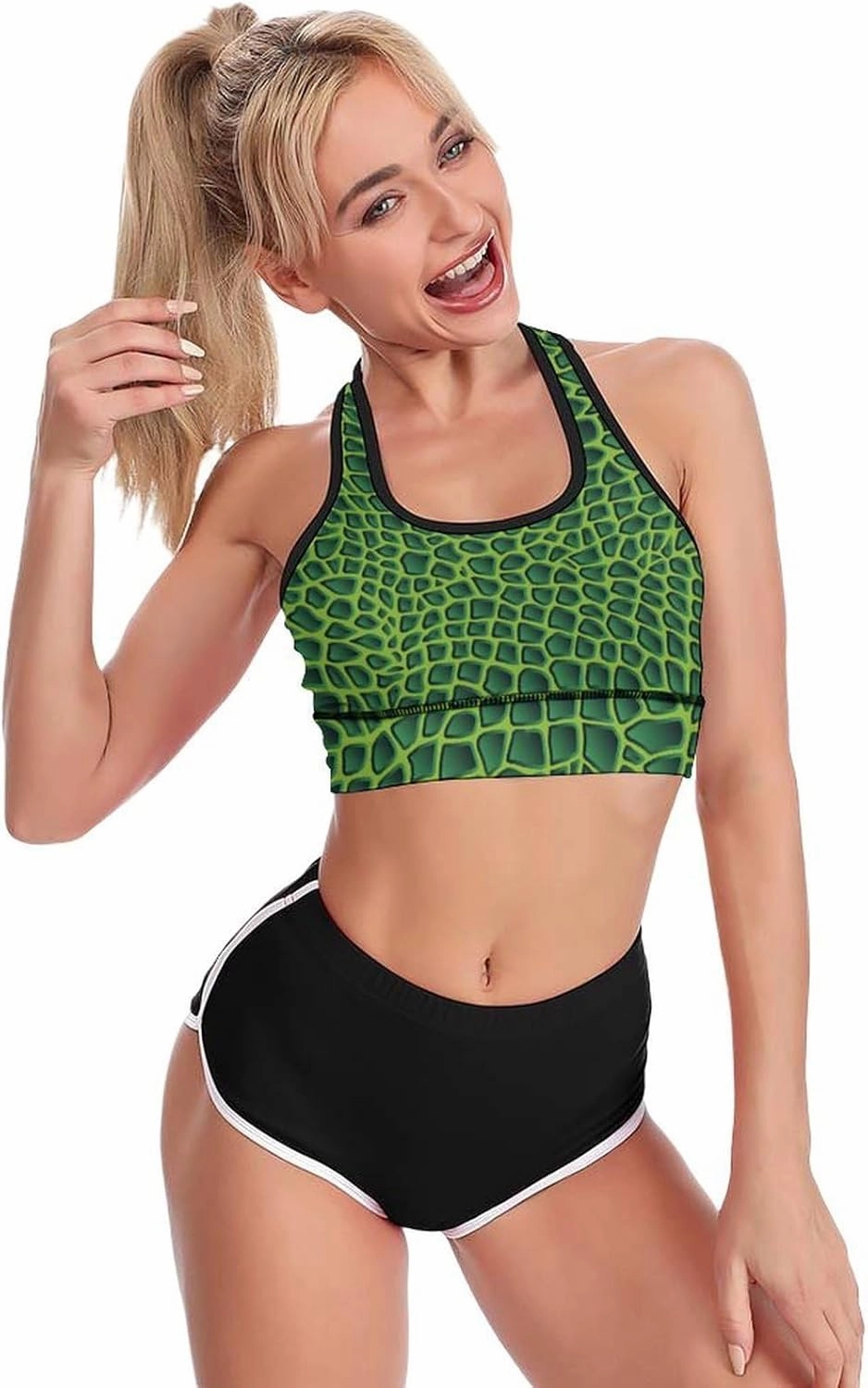 Crocodile Alligator Print Women's Sports Bra Padded Support Bras Yoga Workout Tank Top