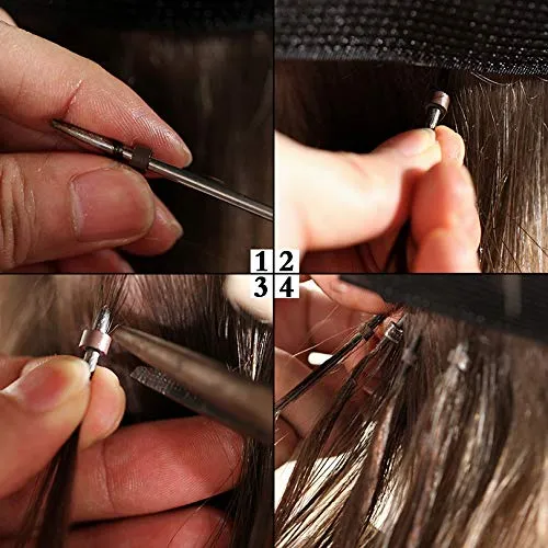 Curly Nano Ring Hair Extensions Machine Made Natural Color Remy Peruvian Hair Extensions For Women 1g/strand 8inch-26ich (22inch 100strands, Color #2)