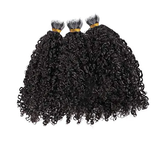 Curly Nano Ring Hair Extensions Machine Made Natural Color Remy Peruvian Hair Extensions For Women 1g/strand 8inch-26ich (22inch 100strands, Color #2)