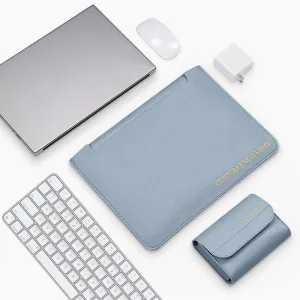 Custom Engraved Minimalist Lightweight PU Leather Laptop Sleeve for MacBook Mac,Personalized Colorful Text Engraving,Inner Soft Fluff,Faux Suede Leather Padded Case Portable Travelling Notebook Bag