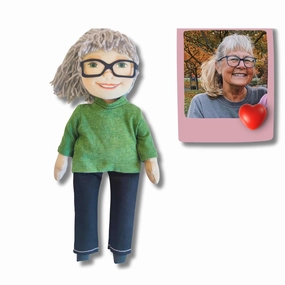 Custom Look-Alike Grandmother Doll, Handmade Grandma Plush Personalized to Resemble Photo, Keepsake Gift for Birthday