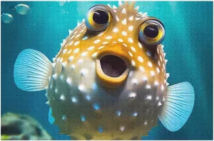Cute Puffer Fish Wooden Puzzle for Family Activities Games Funny Jigsaw Puzzles Picture Wall Decorations Gifts 1000 Pieces