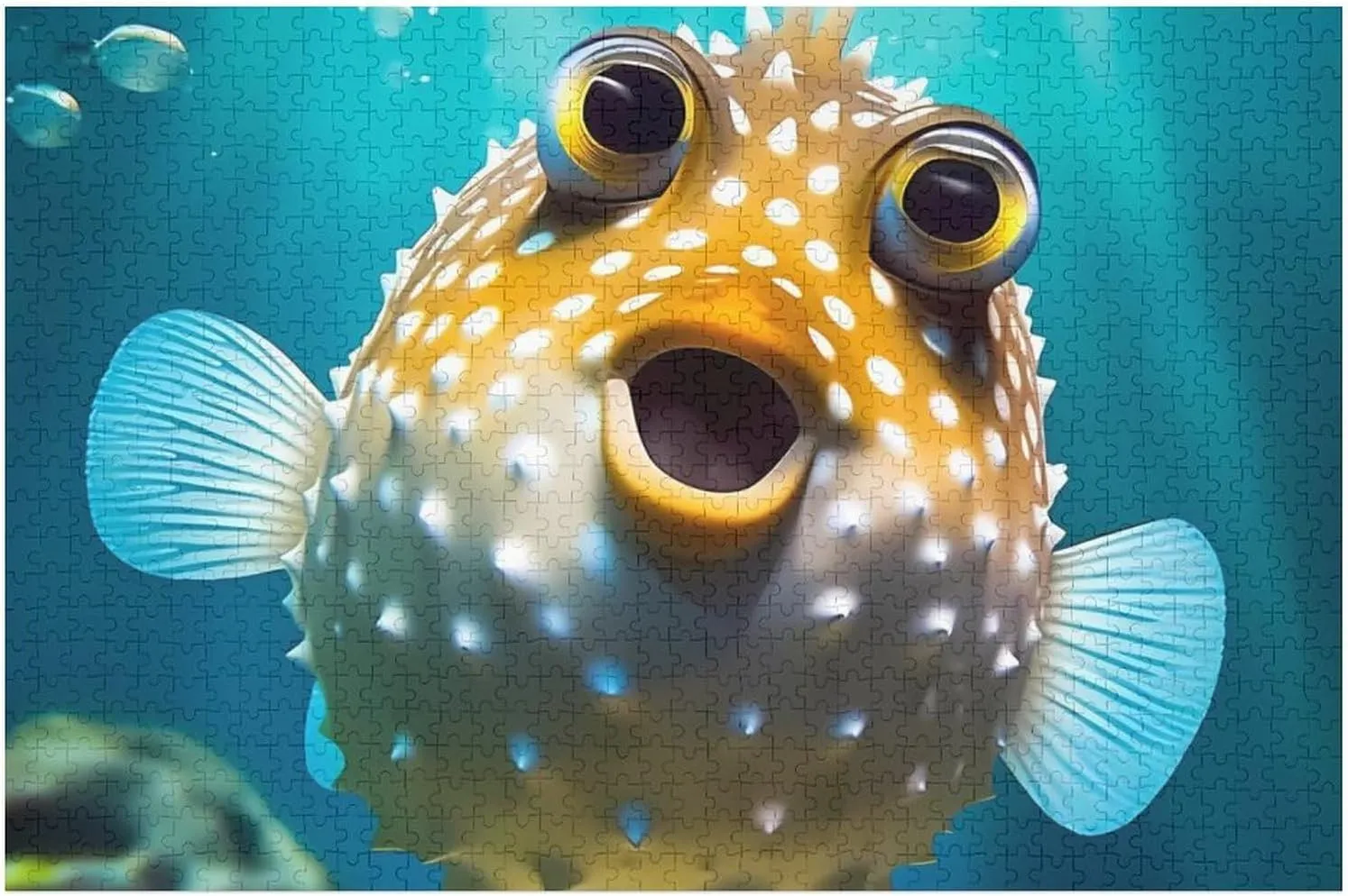 Cute Puffer Fish Wooden Puzzle for Family Activities Games Funny Jigsaw Puzzles Picture Wall Decorations Gifts 1000 Pieces