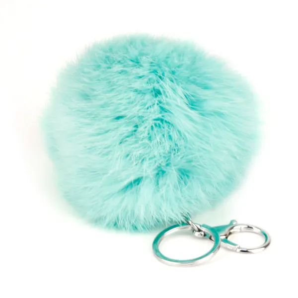 Cute Rabbit Fur Ball Pompom Keychain Cityelf Car Ring, Handbag Tote Bag Pendant Purse Charm
